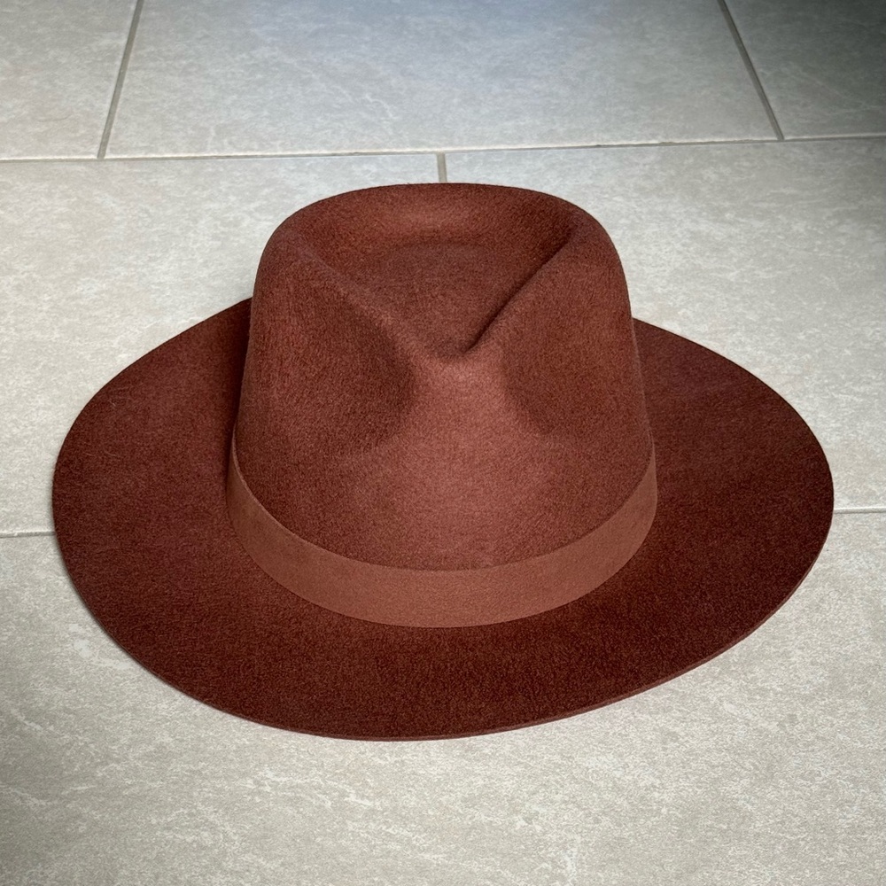 Peter Grimm Wide Brim Felt Fedora - Chestnut